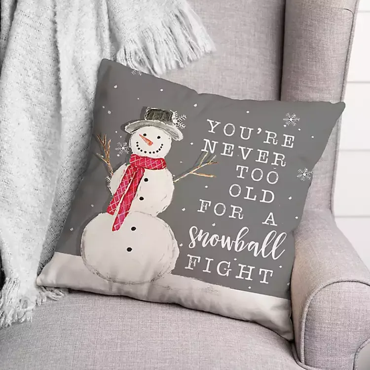 Christmas Pillows>Kirklands Home Never Too Old for Snowball Christmas Pillow Gray