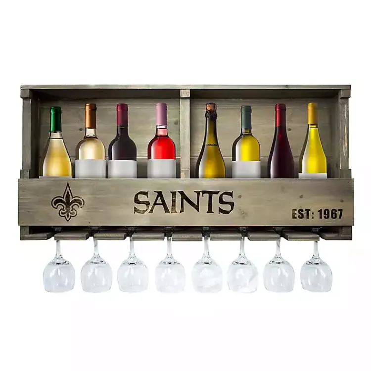 Kirklands Home New Orleans Saints Reclaimed Wood Bar Shelf Gray Clearance