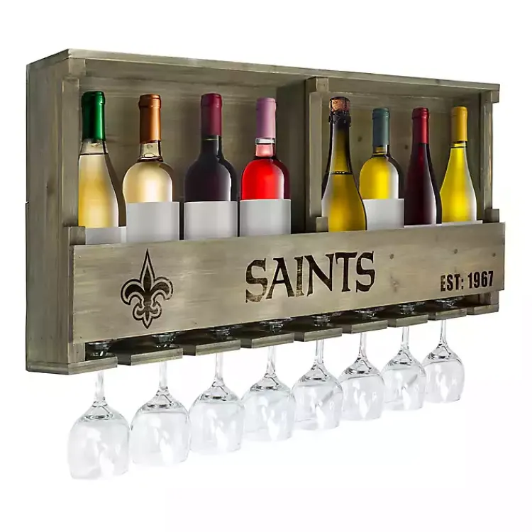 Kirklands Home New Orleans Saints Reclaimed Wood Bar Shelf Gray Clearance