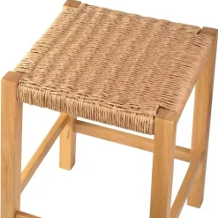 Kirklands Home Newport Natural Wood and Rattan Counter Stool Brown Outlet