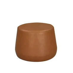 Kirklands Home Newton Carmel Faux Leather Thimble Ottoman Brown Sale