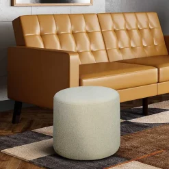 Kirklands Home Newton Boucle Cylinder Ottoman Ivory New