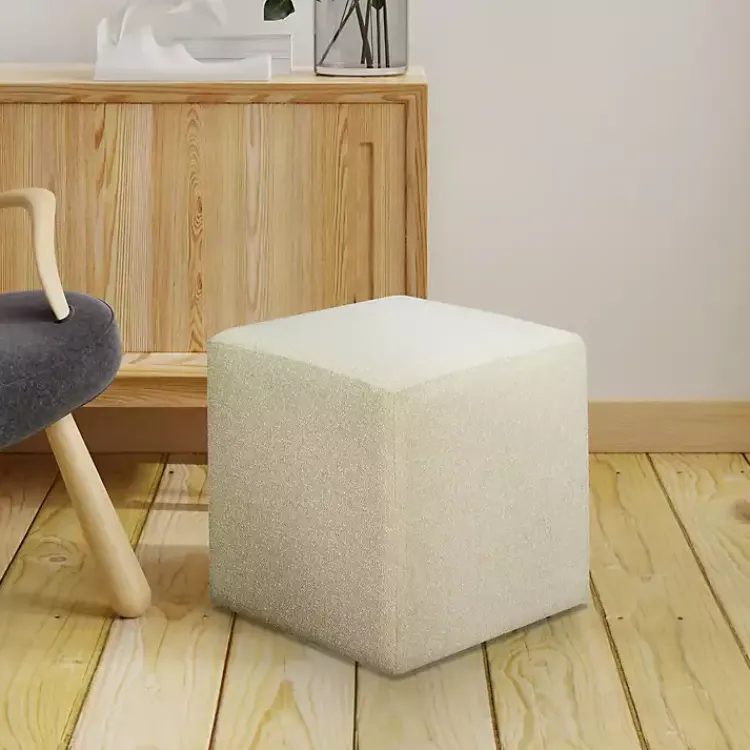 Kirklands Home Newton Boucle Square Ottoman Ivory