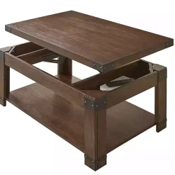 Kirklands Home Nolan Lift Top Wood and Metal Accents Coffee Table Outlet
