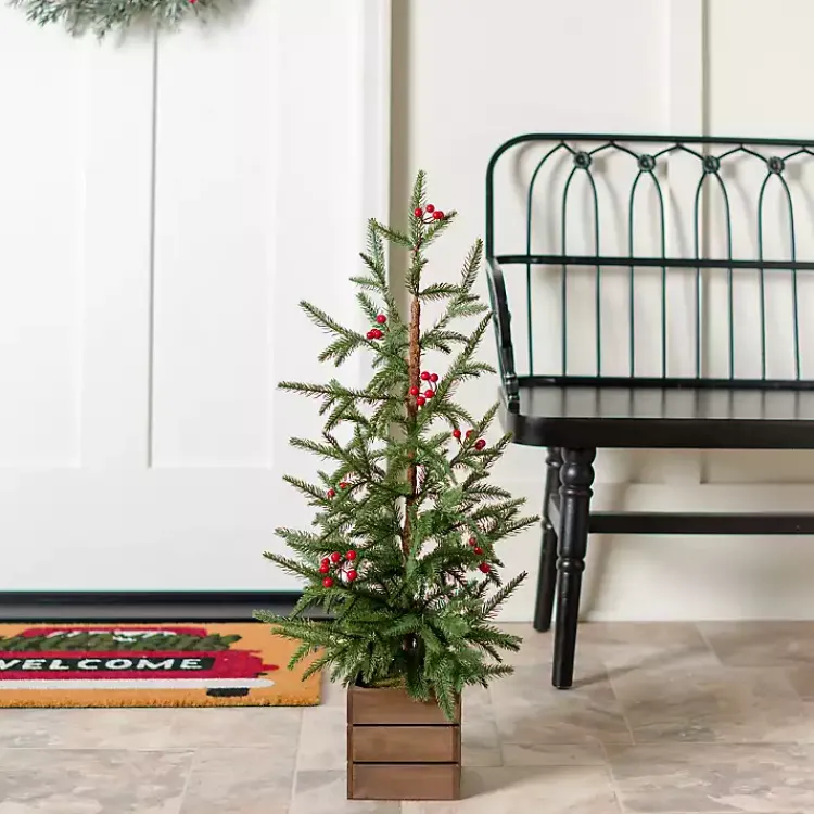 Christmas Arrangements & Garland>Kirklands Home Norfolk Pine and Red Berry Tree Arrangement
