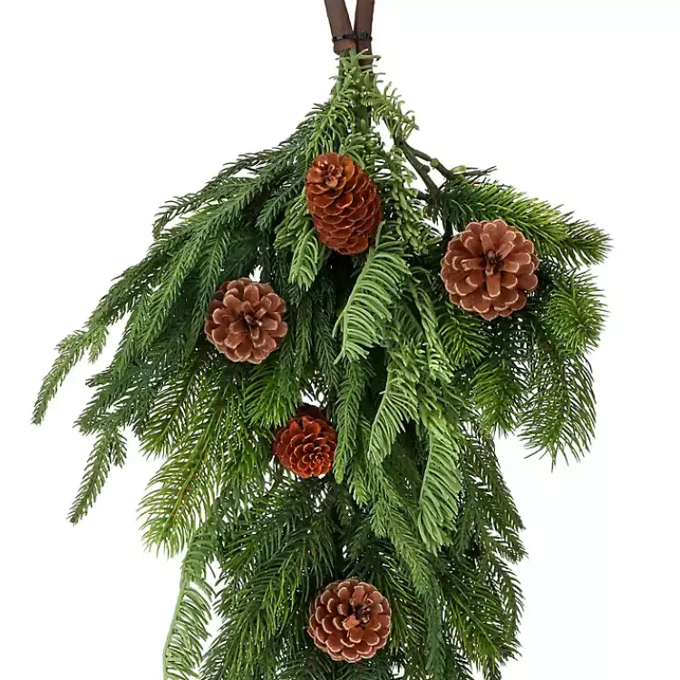 Christmas Wreaths>Kirklands Home Norfolk Spruce and Juniper Teardrop Swag Green