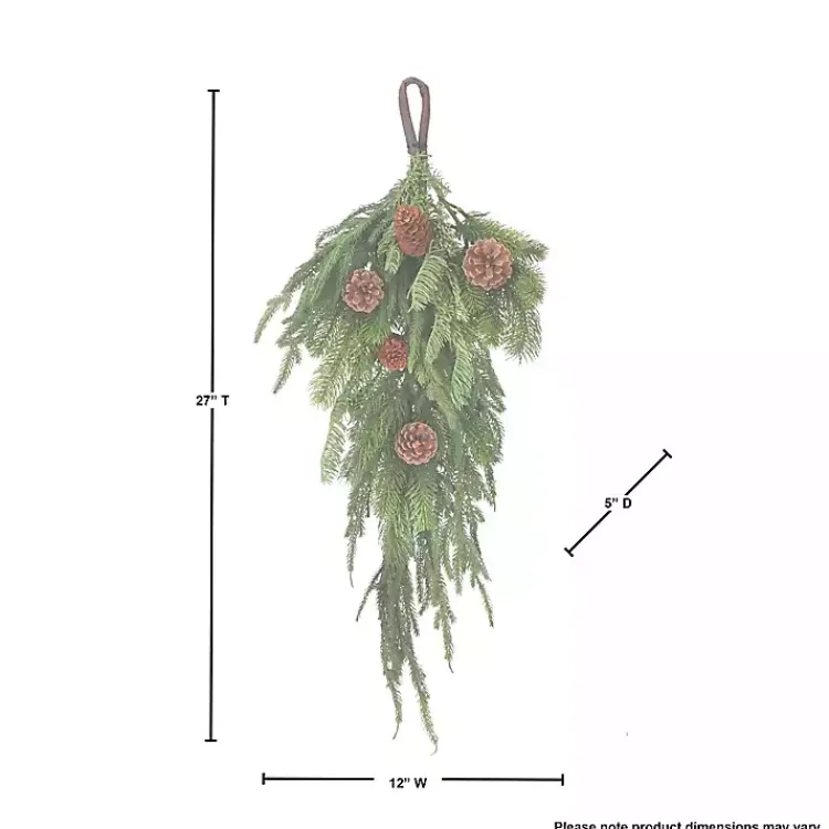 Christmas Wreaths>Kirklands Home Norfolk Spruce and Juniper Teardrop Swag Green