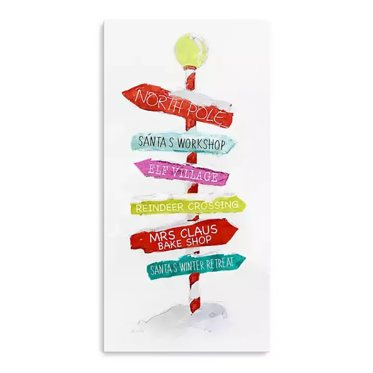 Christmas Art & Wall Decor>Kirklands Home North Pole Directions Canvas Art Print