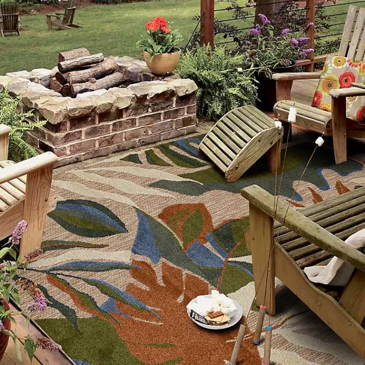 Kirklands Home North Shore Botanical Outdoor Area Rug, 6x9 Multi Clearance
