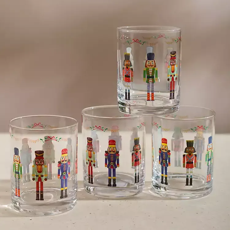 Kirklands Home Nutcracker Short Glass Tumblers, Set of 4 Multi Best