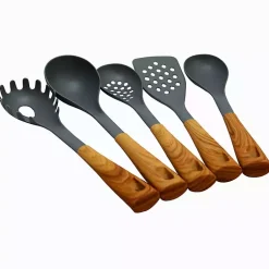 Kirklands Home Nylon Wood Inspired 5-pc. Kitchen Tool Set Gray Sale