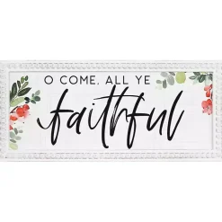 Christmas Art & Wall Decor>Kirklands Home O Come All Ye Faithful Wall Plaque White