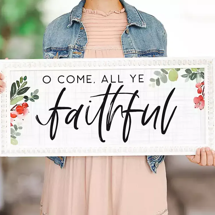 Christmas Art & Wall Decor>Kirklands Home O Come All Ye Faithful Wall Plaque White