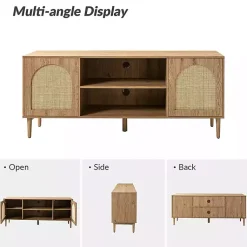 Kirklands Home Oak and Natural Rat Media Cabinet Tan Clearance