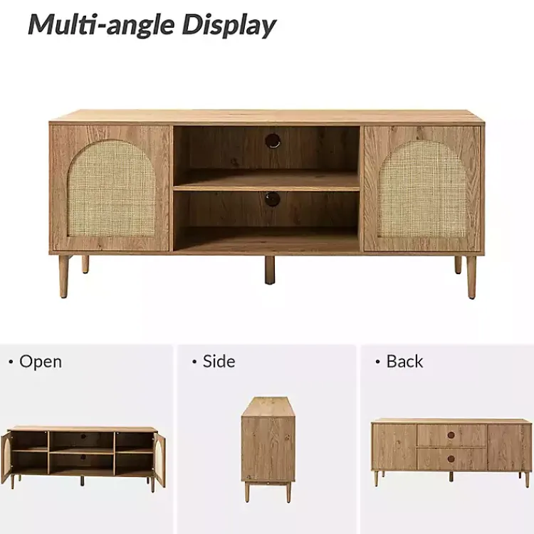 Kirklands Home Oak and Natural Rat Media Cabinet Tan Clearance