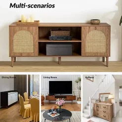 Kirklands Home Oak and Natural Rat Media Cabinet Tan Clearance