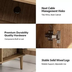 Kirklands Home Oak and Natural Rat Media Cabinet Tan Clearance