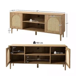 Kirklands Home Oak and Natural Rat Media Cabinet Tan Clearance