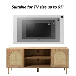 Kirklands Home Oak and Natural Rat Media Cabinet Tan Clearance