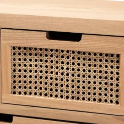 Kirklands Home Oak and Rattan 4-Drawer Chest Outlet