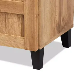 Kirklands Home Oak 2-Door Grid Shoe Storage Cabinet Tan Best