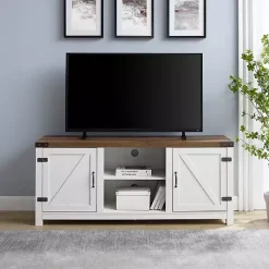 Kirklands Home Oak Farmhouse Double Door TV Stand Online