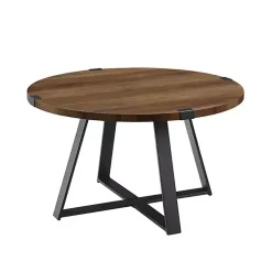 Kirklands Home Oak Urban Rustic Round Coffee Table Brown Discount