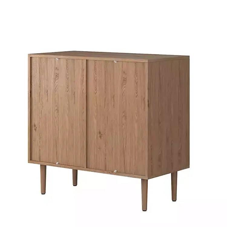 Kirklands Home Oak Wood and Arched Rat 2-Door Cabinet Tan New