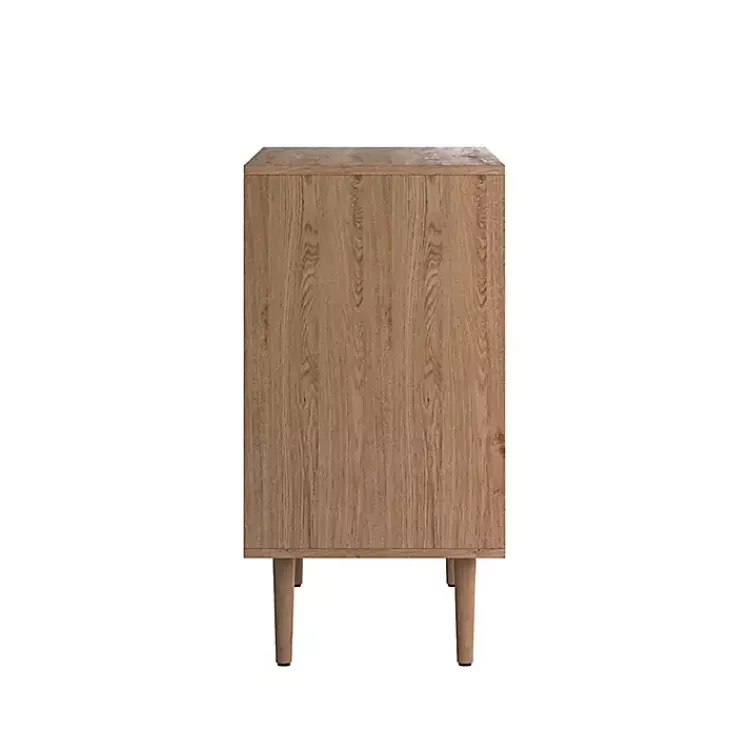 Kirklands Home Oak Wood and Arched Rat 2-Door Cabinet Tan New
