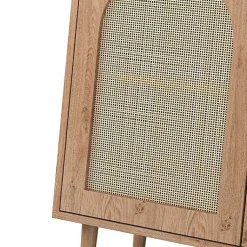 Kirklands Home Oak Wood and Arched Rat 2-Door Cabinet Tan New