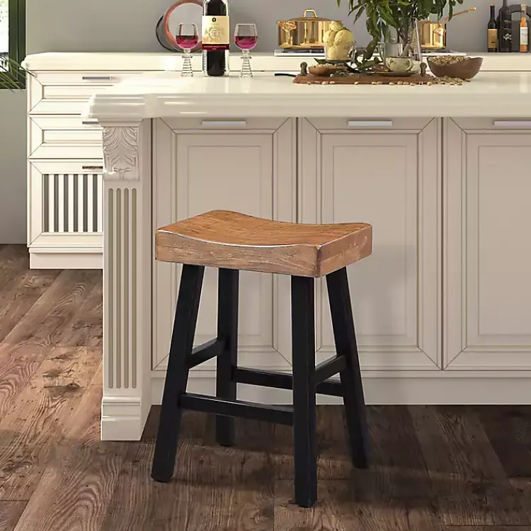 Kirklands Home Oak Wood Backless Cooper Counter Stools, Set of 2 Brown Outlet