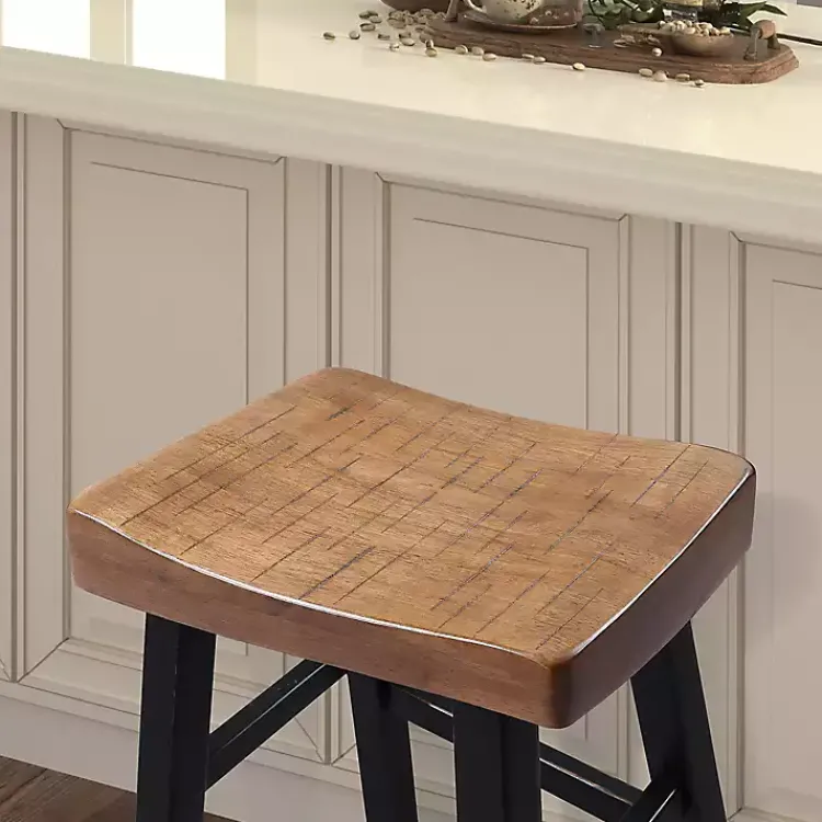 Kirklands Home Oak Wood Backless Cooper Counter Stools, Set of 2 Brown Outlet