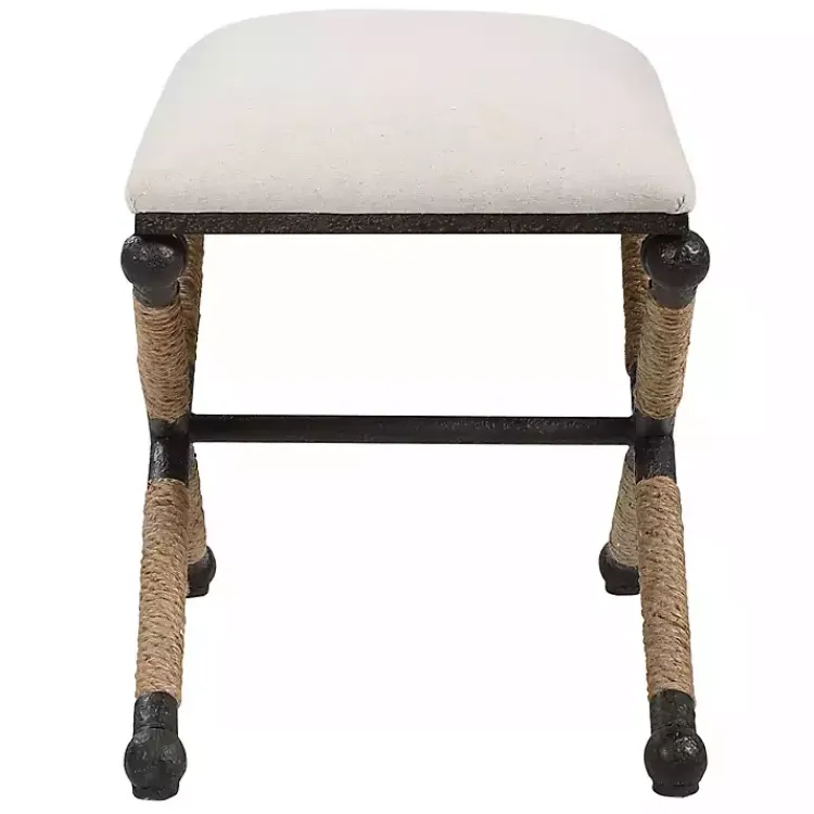 Kirklands Home Oatmeal Upholstered Wrapped Rope Frame Bench Ivory Sale