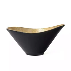 Decorative Bowls & Jars>Kirklands Home Oblong Black and Gold Bowl, 11 in