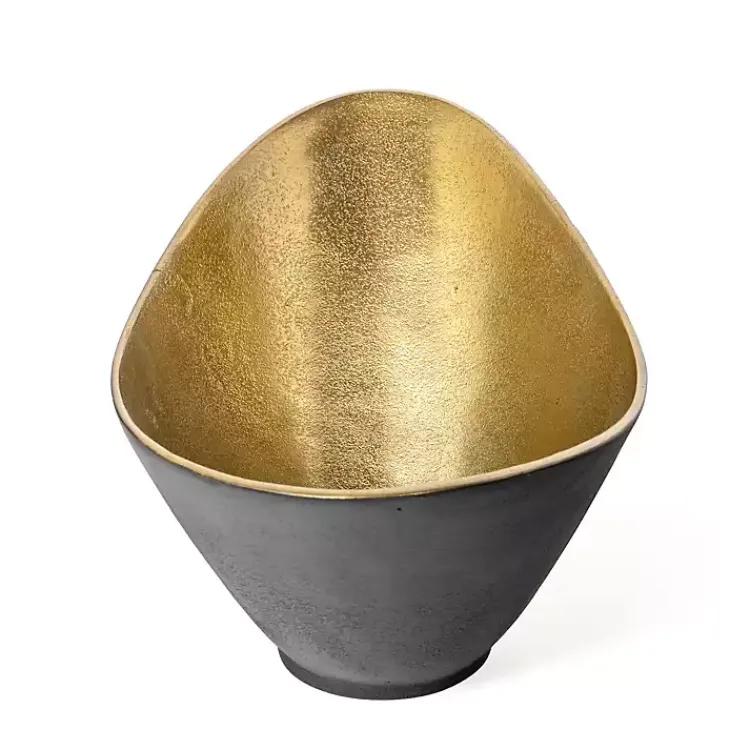 Decorative Bowls & Jars>Kirklands Home Oblong Black and Gold Bowl, 11 in