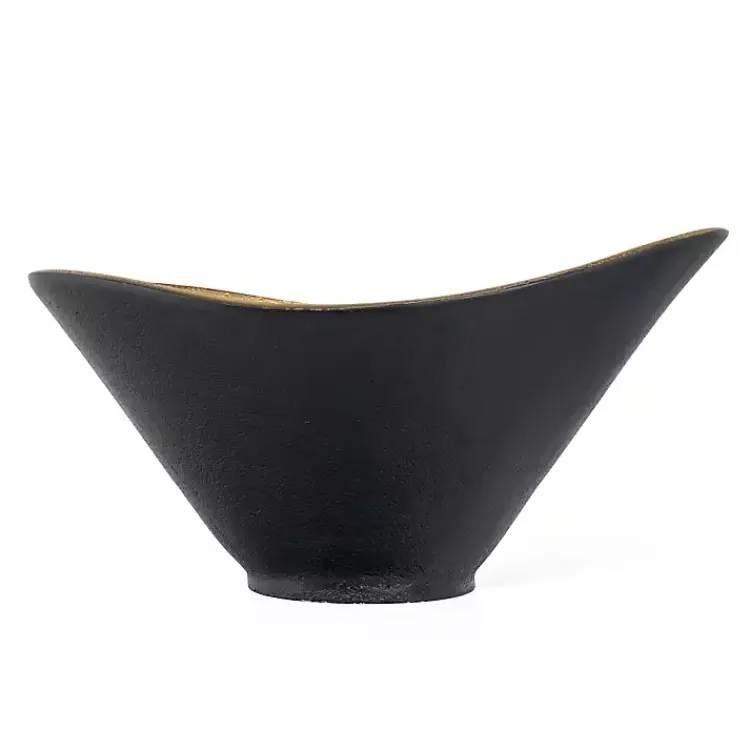 Decorative Bowls & Jars>Kirklands Home Oblong Black and Gold Bowl, 15 in