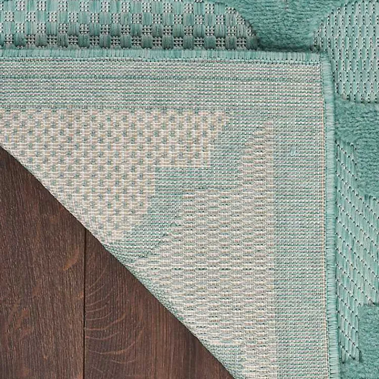Kirklands Home Ocean Aqua Trellis Outdoor Area Rug, 4x6 Blue New