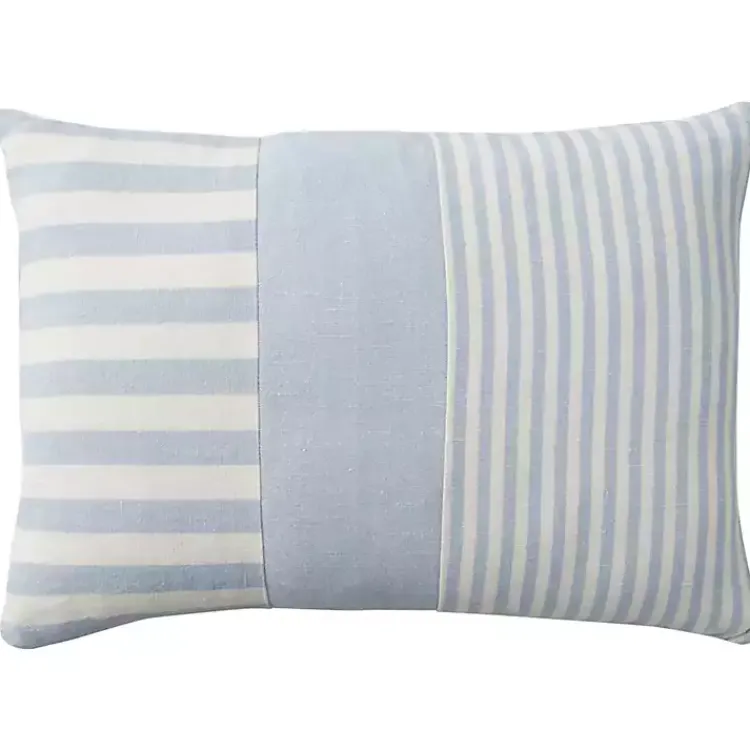 Pillows>Kirklands Home Ocean Asymmetrical Stripes Lumbar Pillow Blue