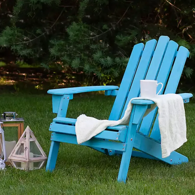 Kirklands Home Ocean Outdoor Folding Adirondack Chair Blue Sale