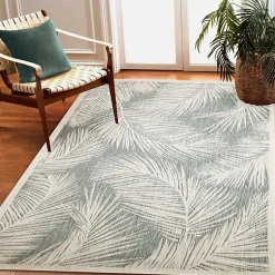 Kirklands Home Ocean Blue Palm Leaves Outdoor Area Rug, 6x9 Sale
