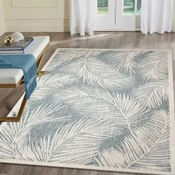 Kirklands Home Ocean Blue Palm Leaves Outdoor Area Rug, 6x9 Sale