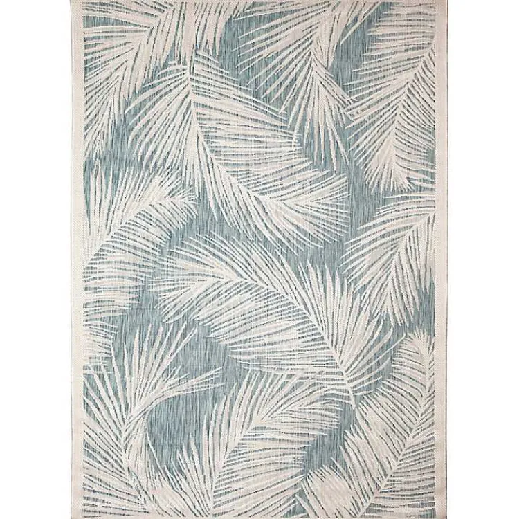 Kirklands Home Ocean Blue Palm Leaves Outdoor Area Rug, 7x9 Hot