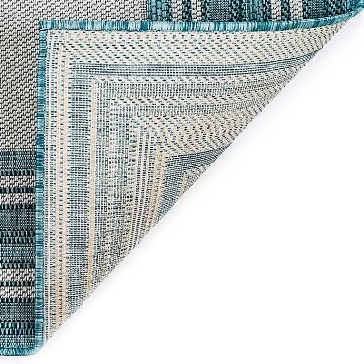 Kirklands Home Ocean Blue Threaded Frame Outdoor Area Rug, 4x7 Hot