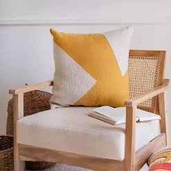 Pillows>Kirklands Home Ochre & Ivory Geometric Colorblock Throw Pillow Yellow