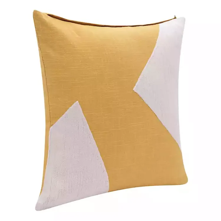 Pillows>Kirklands Home Ochre & Ivory Geometric Colorblock Throw Pillow Yellow