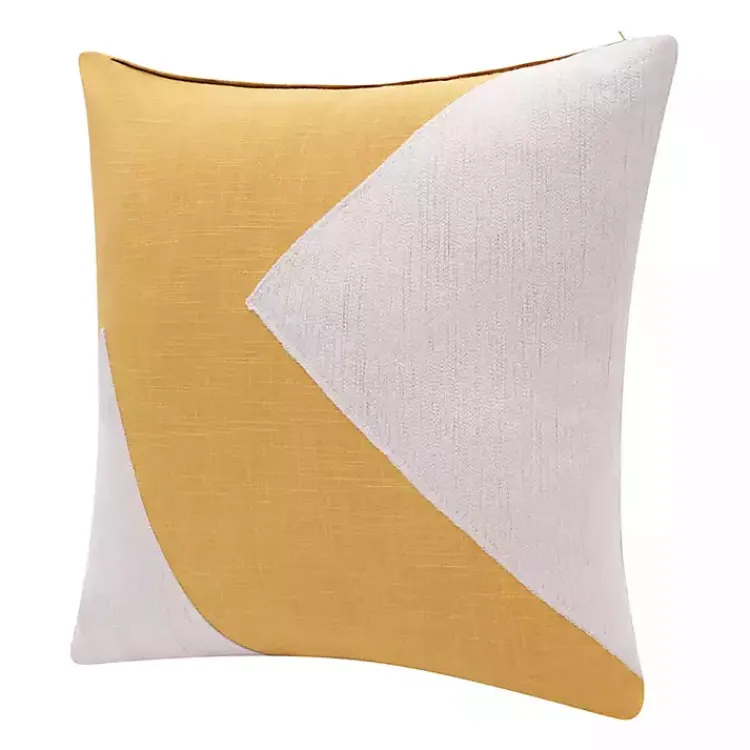 Pillows>Kirklands Home Ochre & Ivory Geometric Colorblock Throw Pillow Yellow
