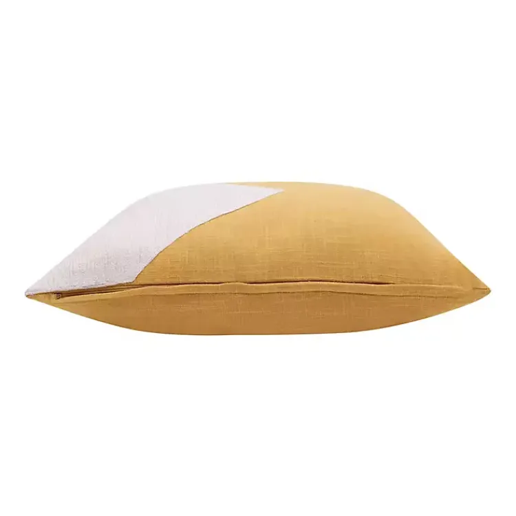 Pillows>Kirklands Home Ochre & Ivory Geometric Colorblock Throw Pillow Yellow