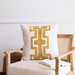 Pillows>Kirklands Home Ochre Geometric Stripe Pillow