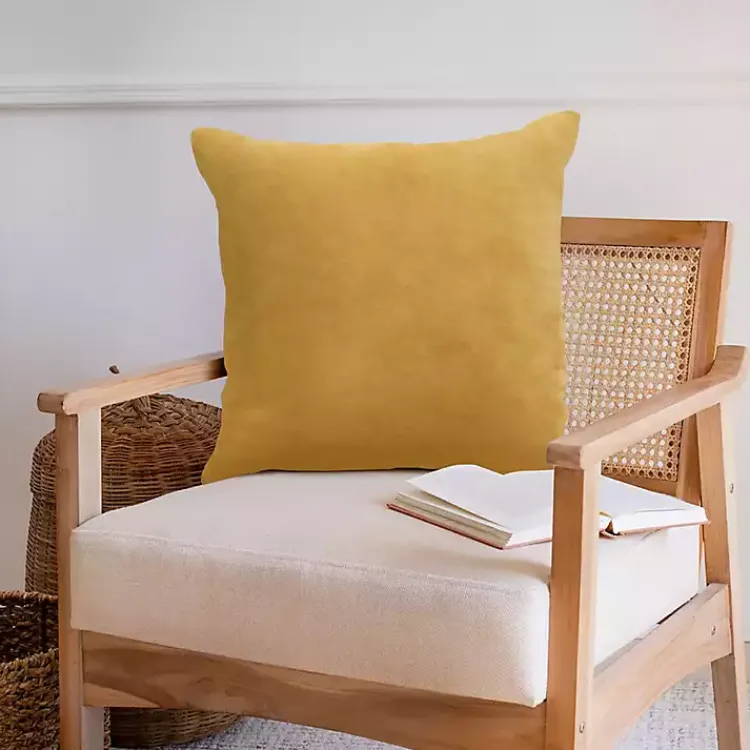 Pillows>Kirklands Home Ochre Velvet Handmade Throw Pillow Yellow