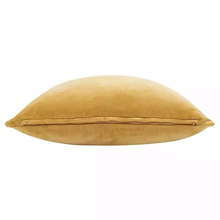 Pillows>Kirklands Home Ochre Velvet Handmade Throw Pillow Yellow
